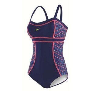 Nike  One Piece Swimsuit Ladies 12 Swim Training Adjustable Straps Soft Cup Navy
